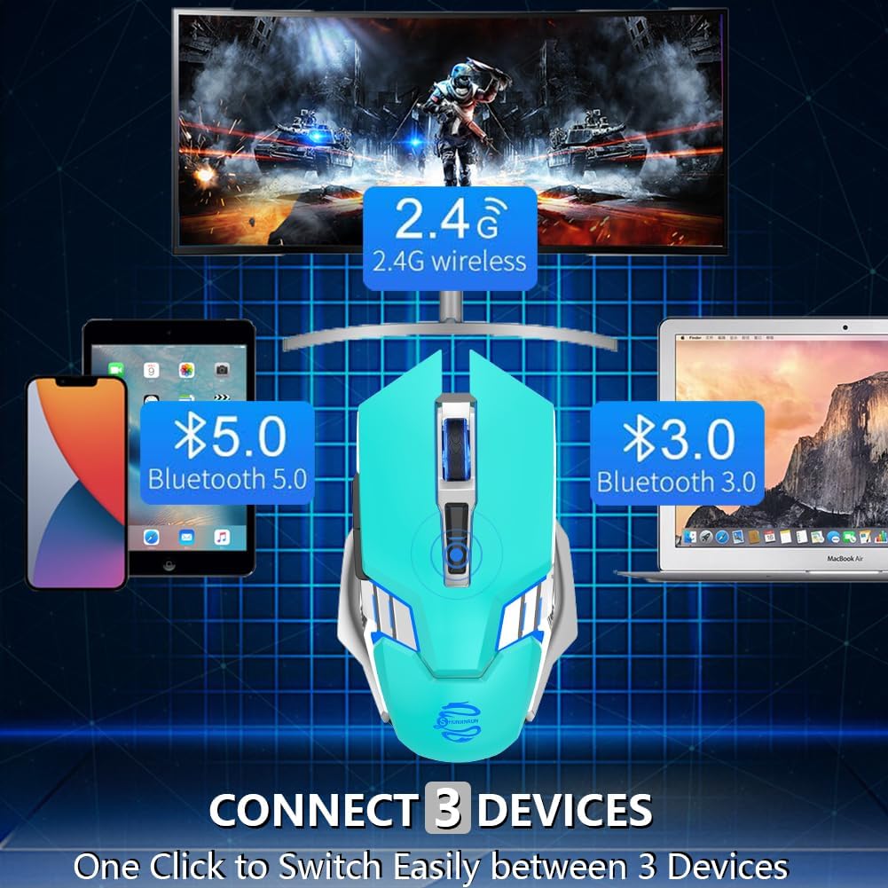 Green Wireless Mouse Gaming Mouse Bluetooth with 3-Modes - Trend Imports Belize